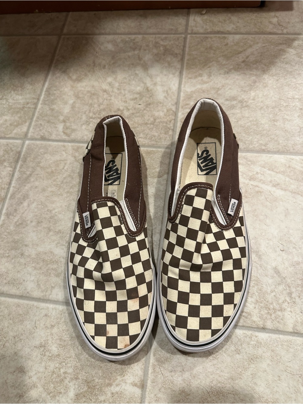 Vans Slip-On Checkerboard Brown and Cream